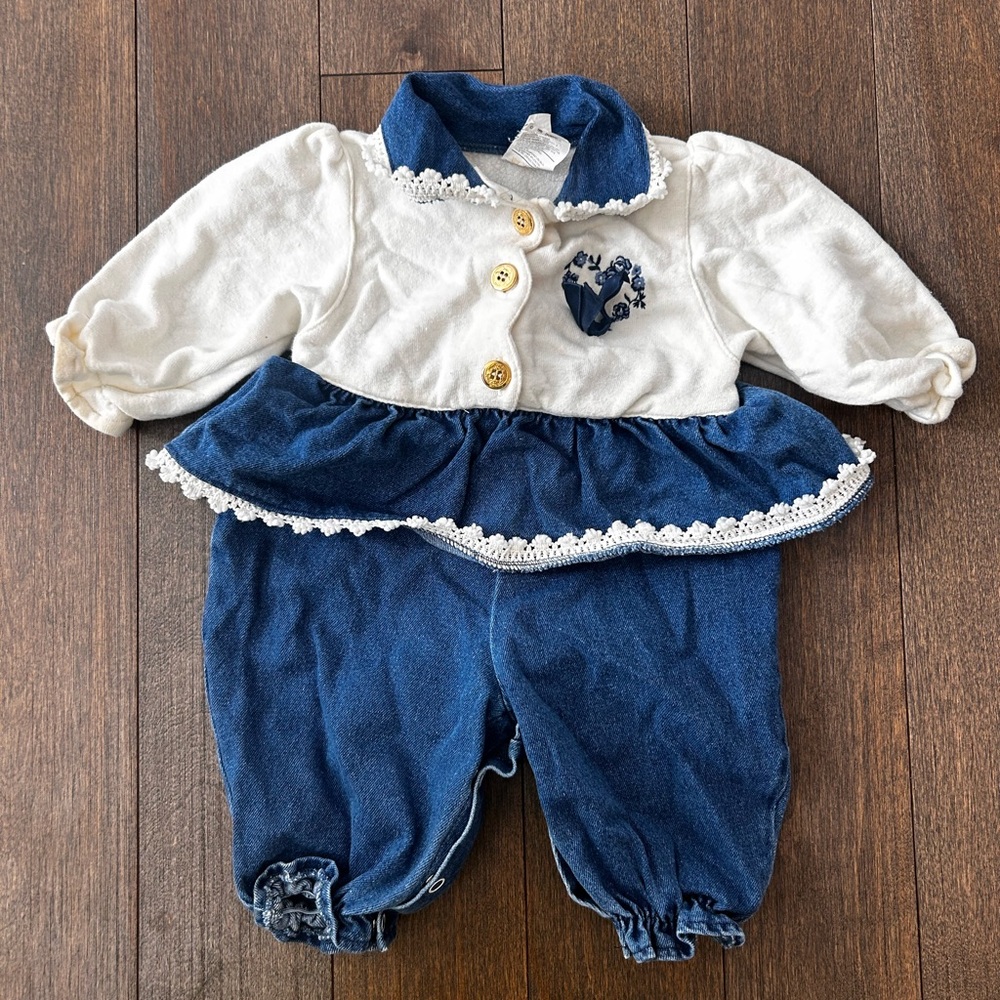 ❤️4 for‎ $25❤️ Vintage denim outfits size 6/9 months